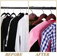 Vista 6 de Sratte 50 ganchos de conector para colgar ropa, ganchos extensores de clips de metal para perchas de terciopelo, ahorro de espacio (negro, 50 piezas)