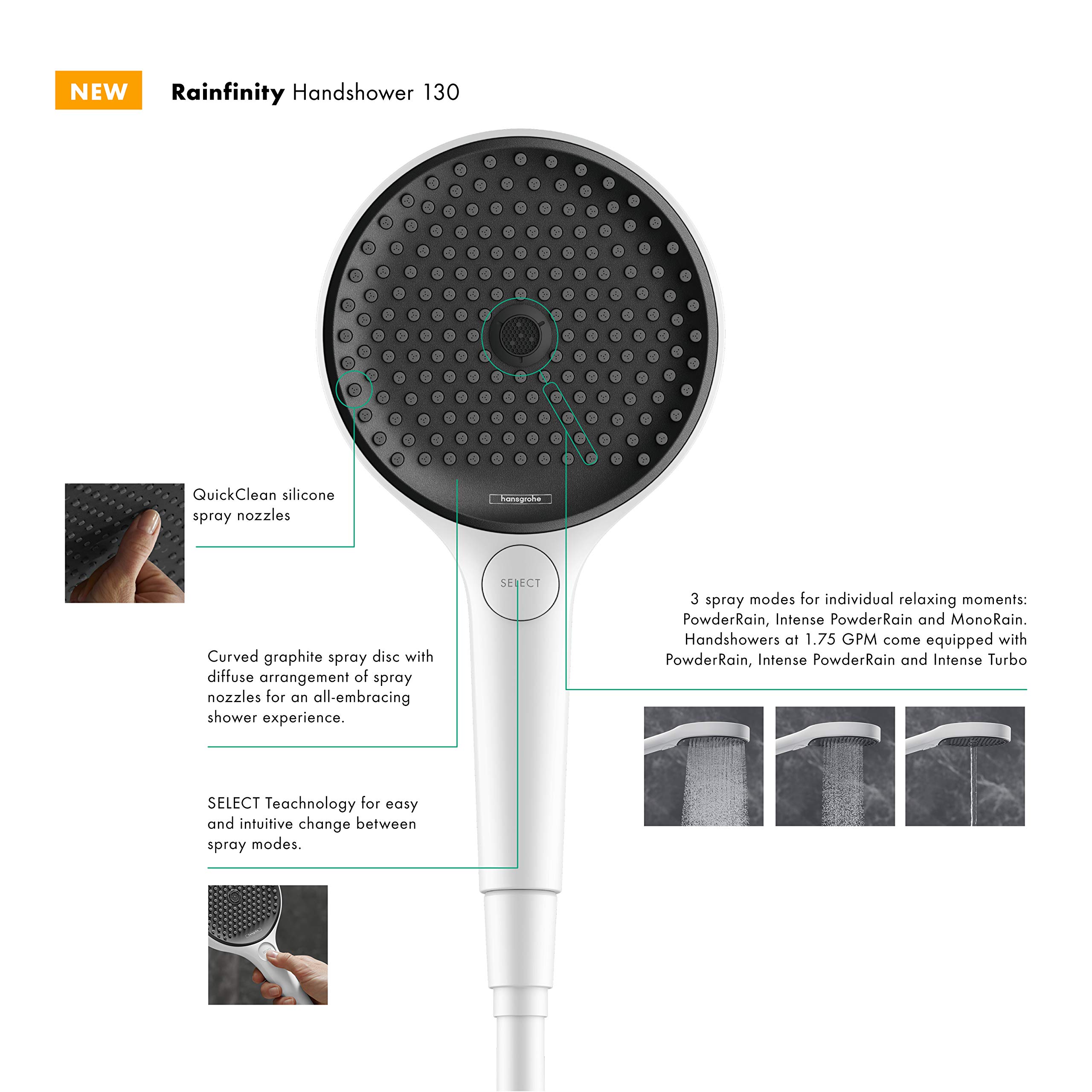 Amazon.co.jp: hansgrohe Rainfinity 5インチ モダン ハンドヘルド