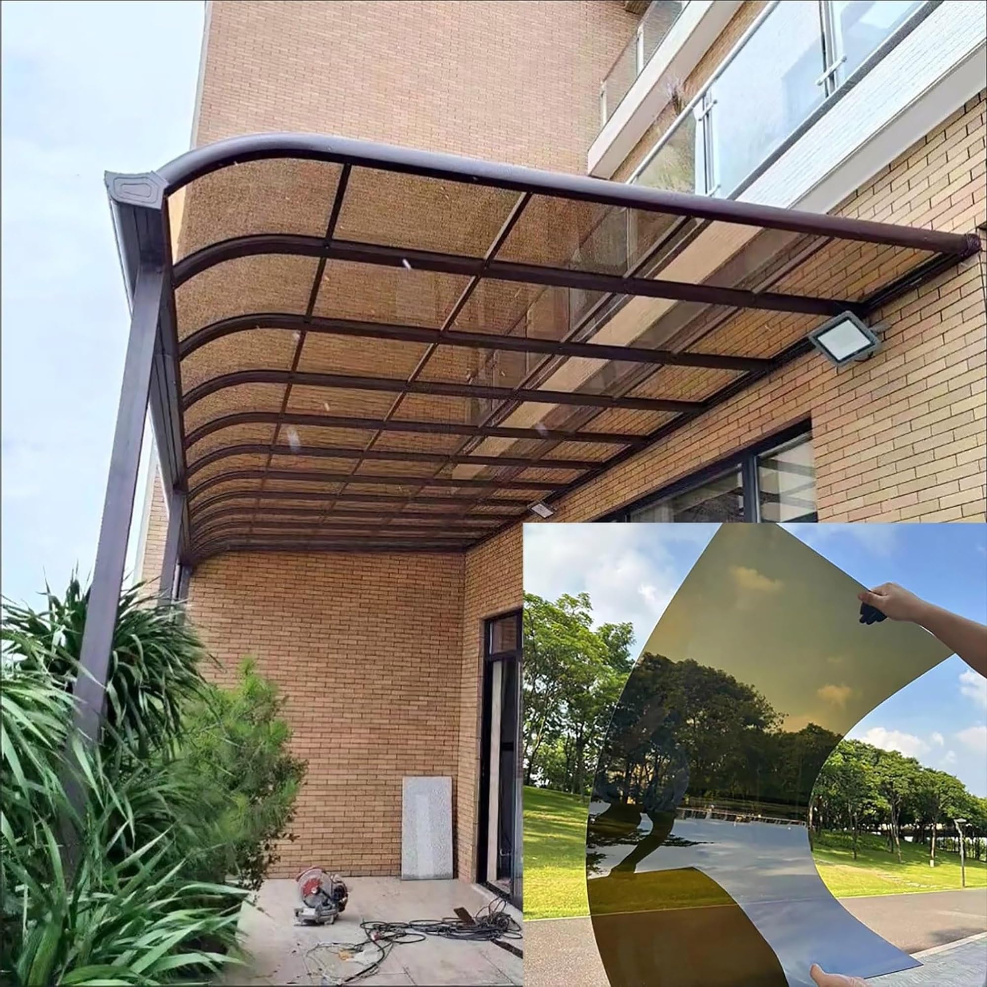 Solidny pawilon na patio, odporne na promieniowanie UV, poliwęglanowe płyty dachowe, łatwe do przycięcia, zewnętrzne panele szklarniowe, trwała ochrona przed deszczem na patio i imprezy