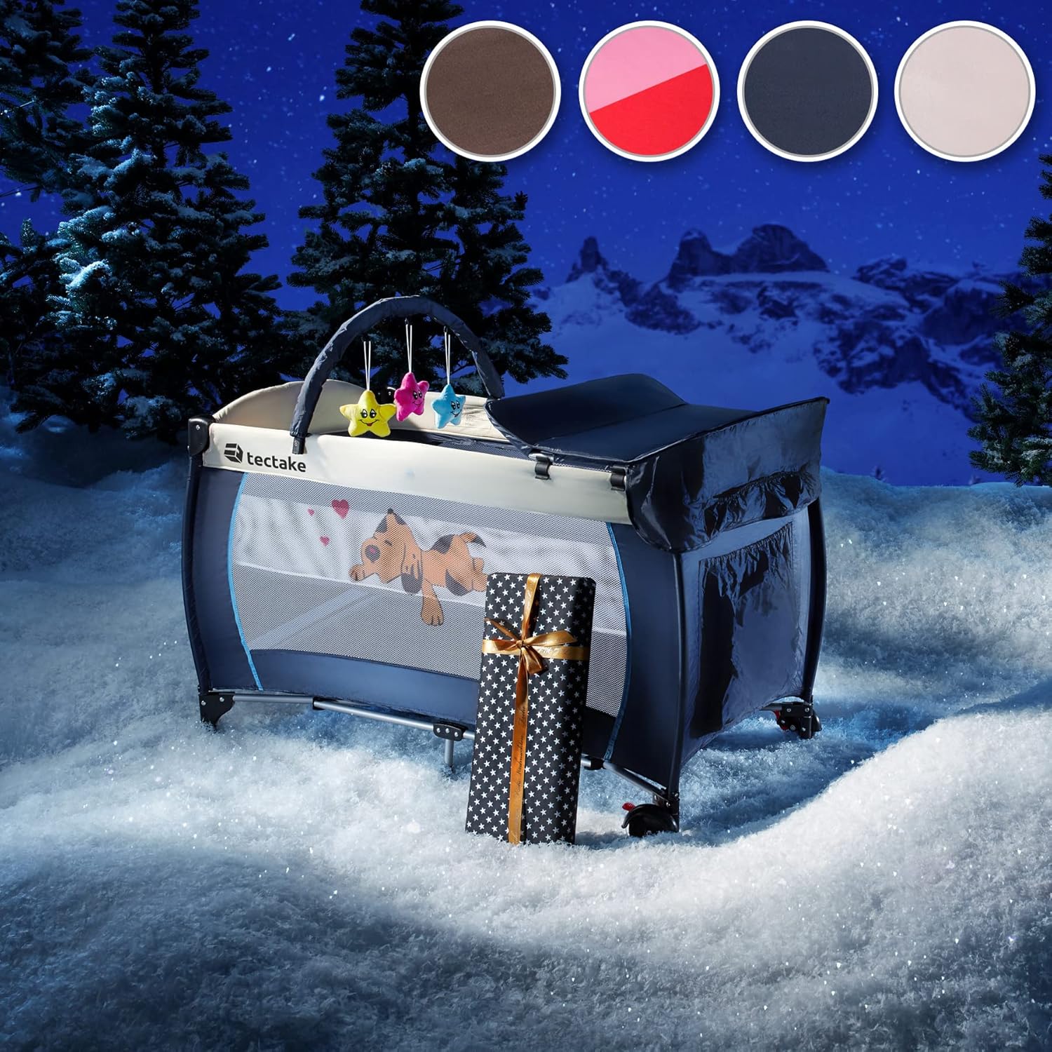 TecTake Travel Cot folded for transport