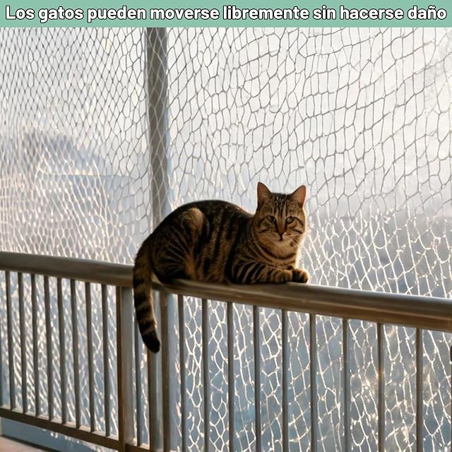 Foto 4 de 7 de Zuuyye Red para Gatos balcón 6x3m Malla protección Gatos Nylon, Red Seguridad balcón antigatos