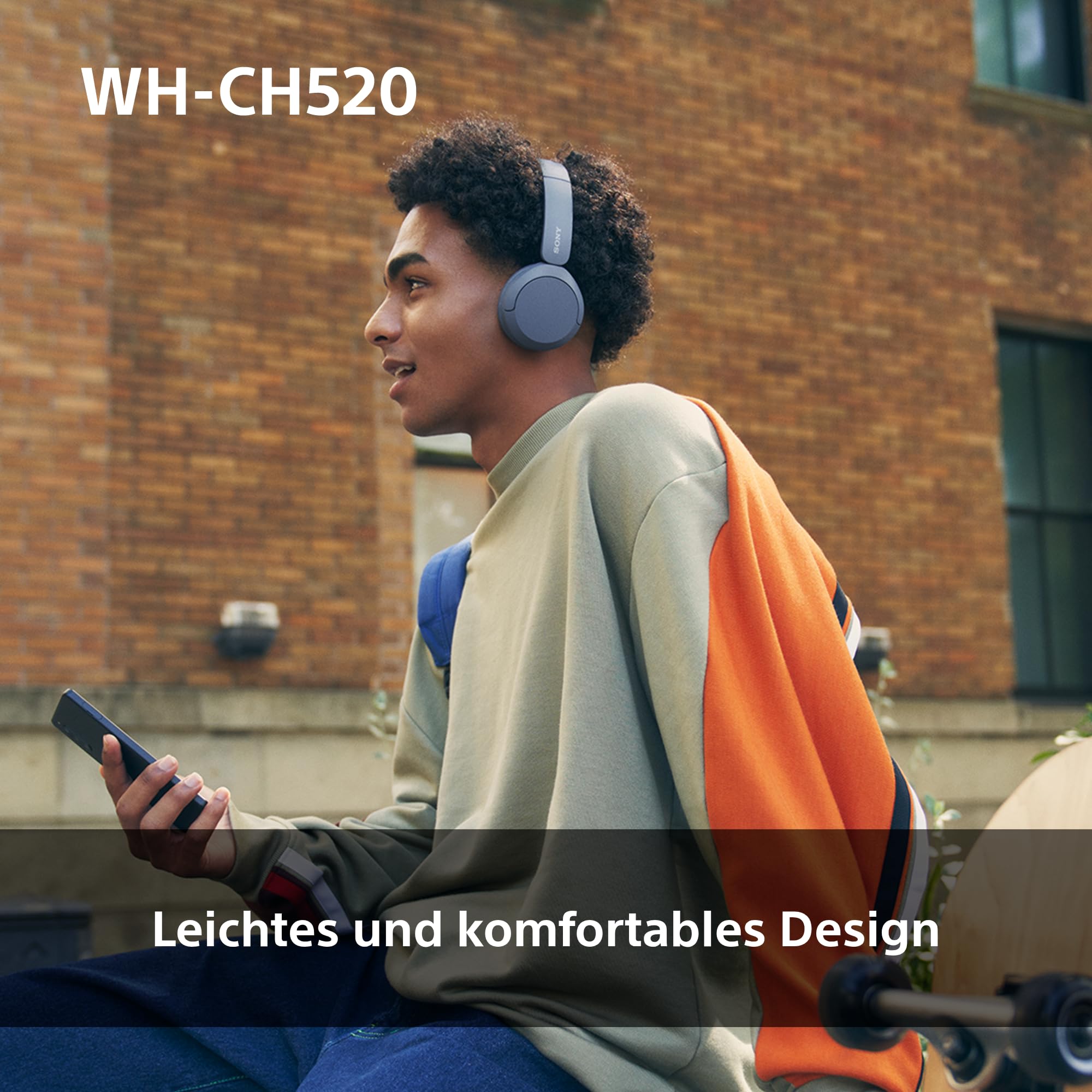 Sony WH-CH520 Wireless Bluetooth On-Ear Headphones, High Sound Quality, Lightweight Design, Up to 50 Hours Battery Life, Fast Charge, EQ, Clear Talk Quality, iOS & Android - Beige - 3