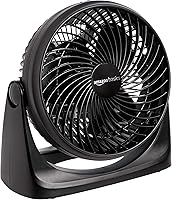 Amazon Basics Air Circulator Desk Fan with 90° Tilt, 3 Speeds, Lightweight 3lbs, 35W - Black for Bedroom, Office, Home