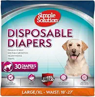 Fraldas Descartáveis Simple Solution, para Cadelas no Cio, Treinamento de Penico, Incontinência, Tamanho Grande, Cintura de 45 a 68 cm, 30 Unidades
