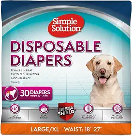 Fraldas Descartáveis Simple Solution, para Cadelas no Cio, Treinamento de Penico, Incontinência, Tamanho Grande, Cintura de 45 a 68 cm, 30 Unidades