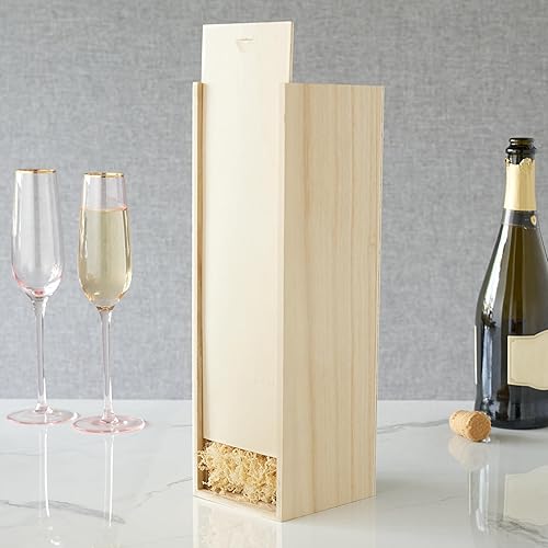 Miniatura 9 de Twine Paulownia - Caja de vino de madera, se adapta a 3 botellas estándar, caja de regalo de vino festivo y pajita de embalaje