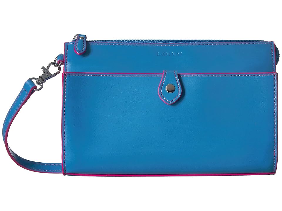 

Lodis Accessories Audrey RFID Vicky Convertible Crossbody Clutch (Blue/Hot Pink) Clutch Handbags