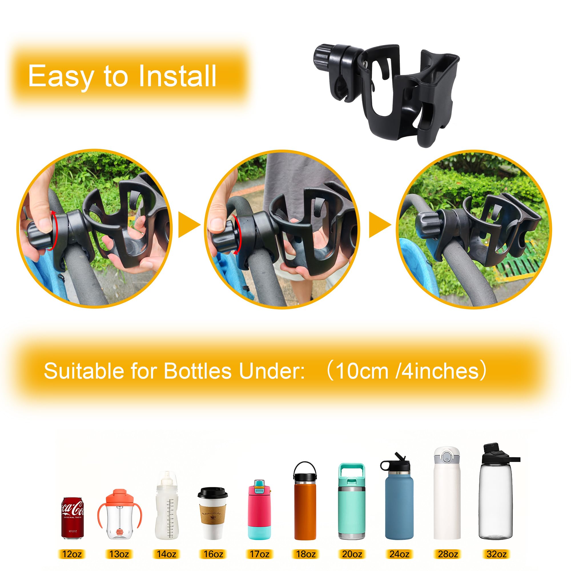 Portabicchieri per Passeggino, Portabicchieri Universale Con Supporto per Telefono Accessori per Passeggino Portabottiglie per carrozzina, passeggino, bicicletta
