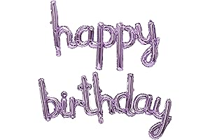 Elegant 3D Silver Purple Happy Birthday Banner Balloons Party Decorations