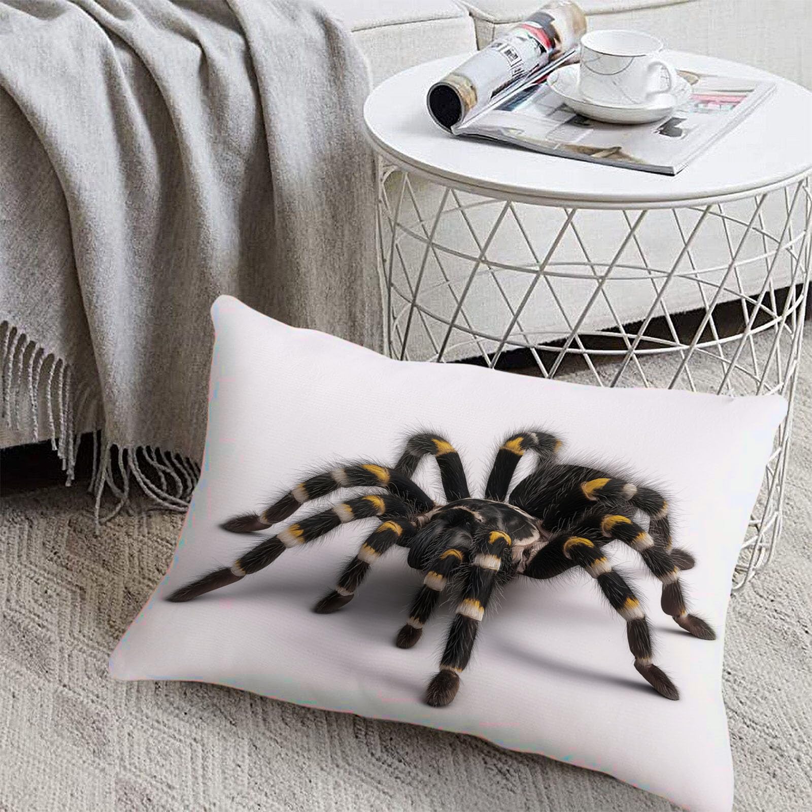 Sábanas 200X190/200Cm - Juego De Sábanas 3 Piezas Estampadas Araña 3D - Microfibra Suave Transpirable - Sábana Bajera Ajustable - Ropa De Cama Vida Salvaje (Crema)