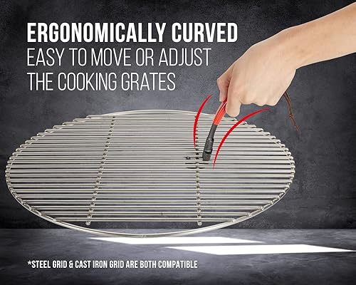 Miniatura 5 de Herramienta elevadora universal para parrilla, manejo de superficies calientes, agarre elevador de rejilla de cocción con mango de revestimiento