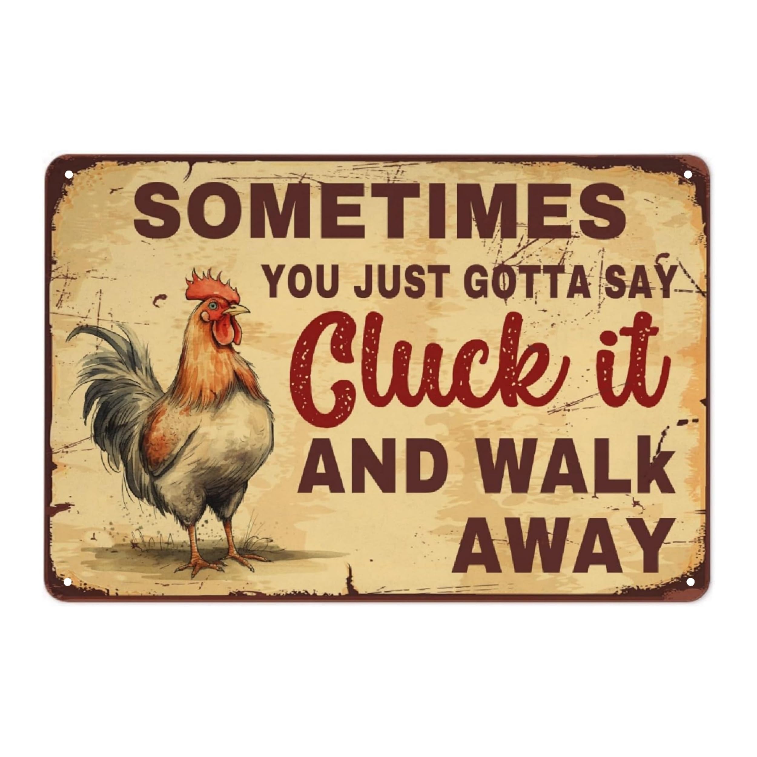 Anceky Tinsign-2 Vintage Chicken - Cluck It Aluminium Metal Tin Sign Tin Poster Wall Are Decor New 5.5X8