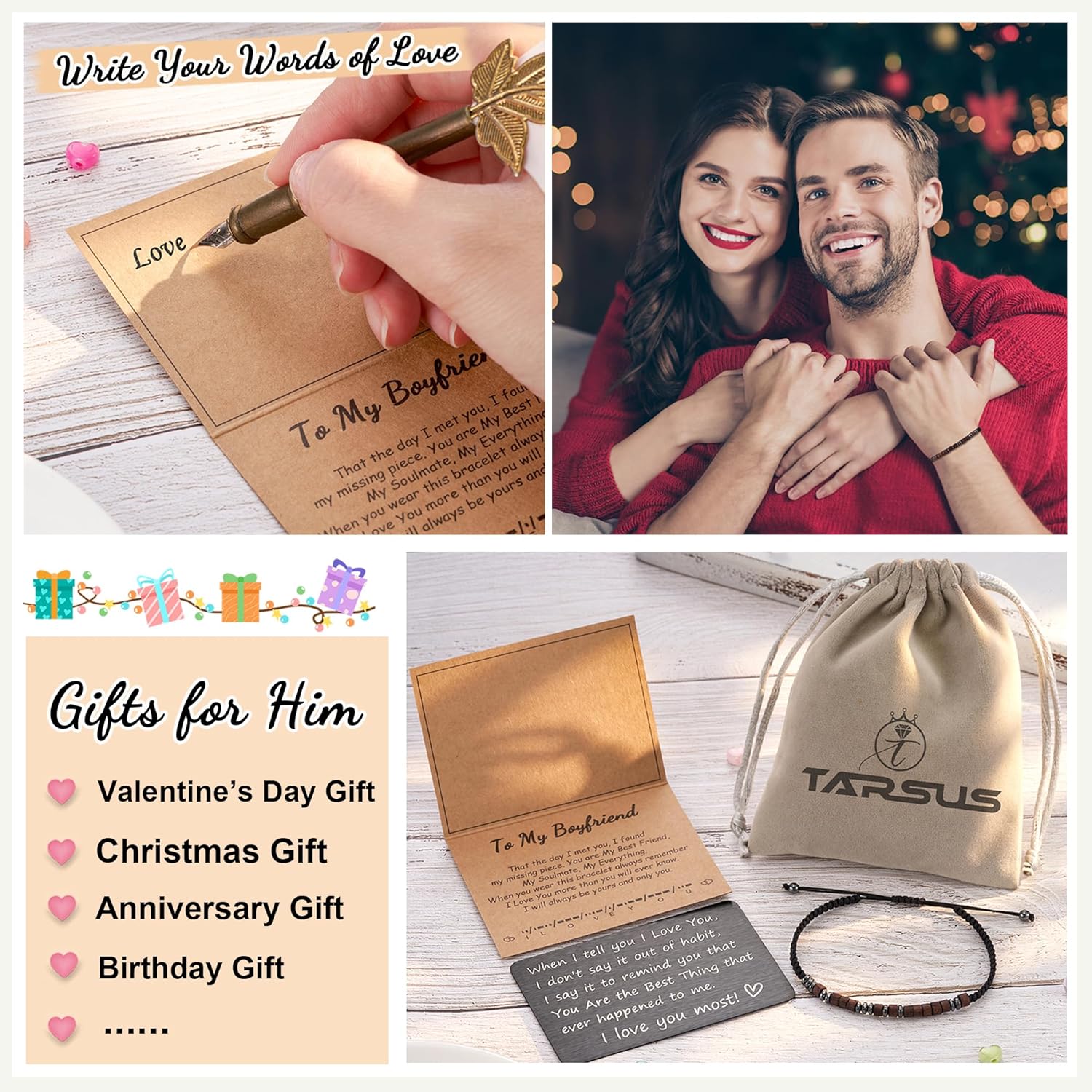 Tarsus Men Gifts for Husband Boyfriend - I Love You Morse Code Bracelets with Wallet Card - Birthday Christmas Valentines Anniversary Fathers Day - Image 7