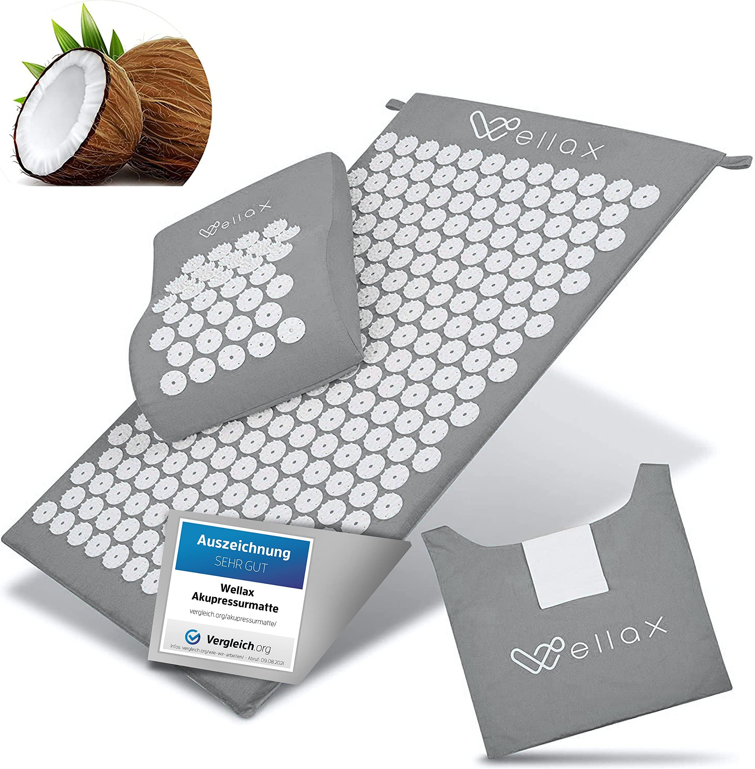 Wellax Acupressure Mat with Cushion - Filled with Coconut Fibers - Relieves Tension & Promotes Blood Circulation