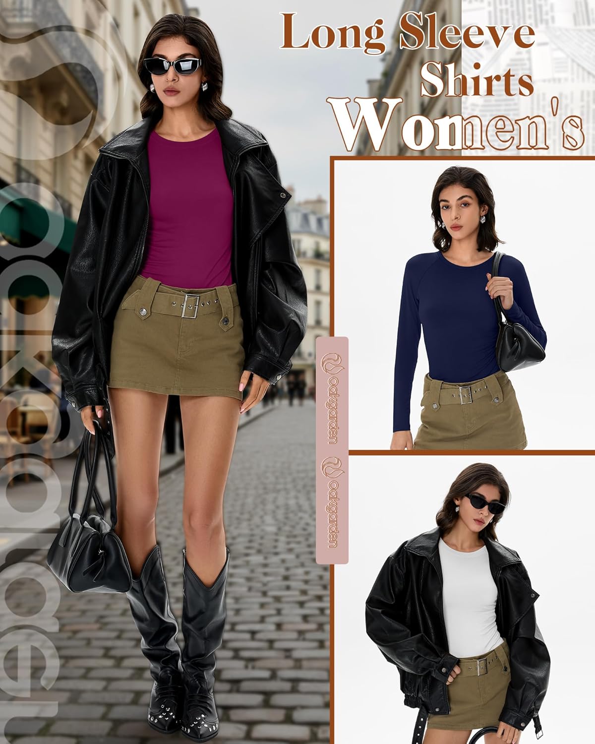 5 Pack Women's Long Sleeve Shirts Crew Neck Raglan Basic Tops Slim Fitted Undershirts Stretchy Layering Baselayer - Image 4