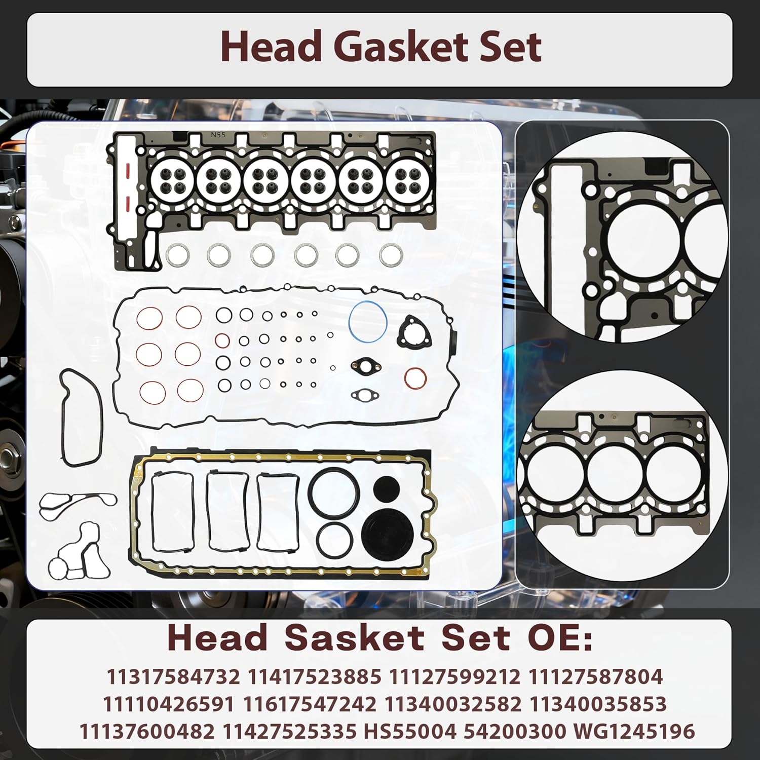 N55 3.0L Full Gasket Set Timing Chain VVT CamPhaser Gear Kit Piston Con-Rod Fit For BMW 135i M235i 335i 435i 535i X1 X3 X4 X5 X6 3.0 L6 N55B30 N55B30A 2010-2018