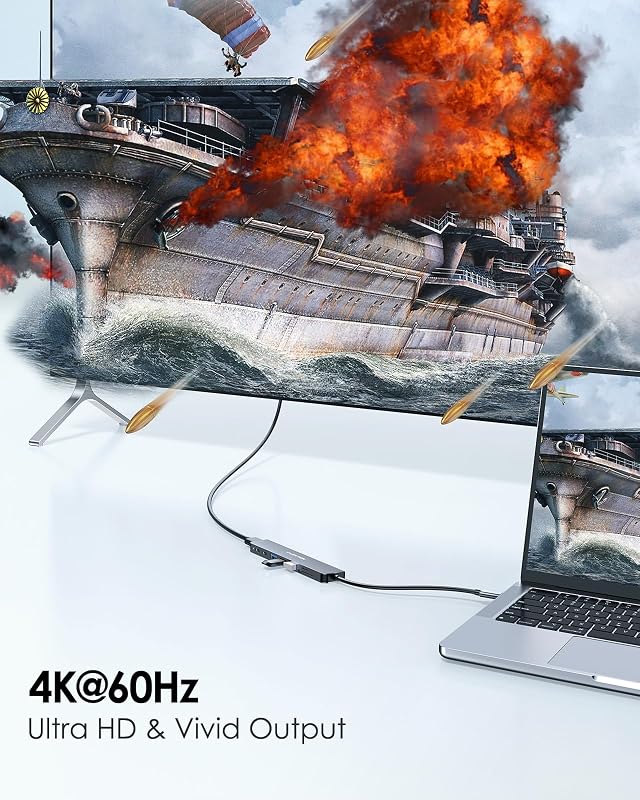 LENTION 8-in-1 USB-C Hub 4K60Hz HDMI, 100W PD, SD/TF Kártyaolvasó, MacBook Pro/Air, iPhone 16/15 Kompatibilis Adapter