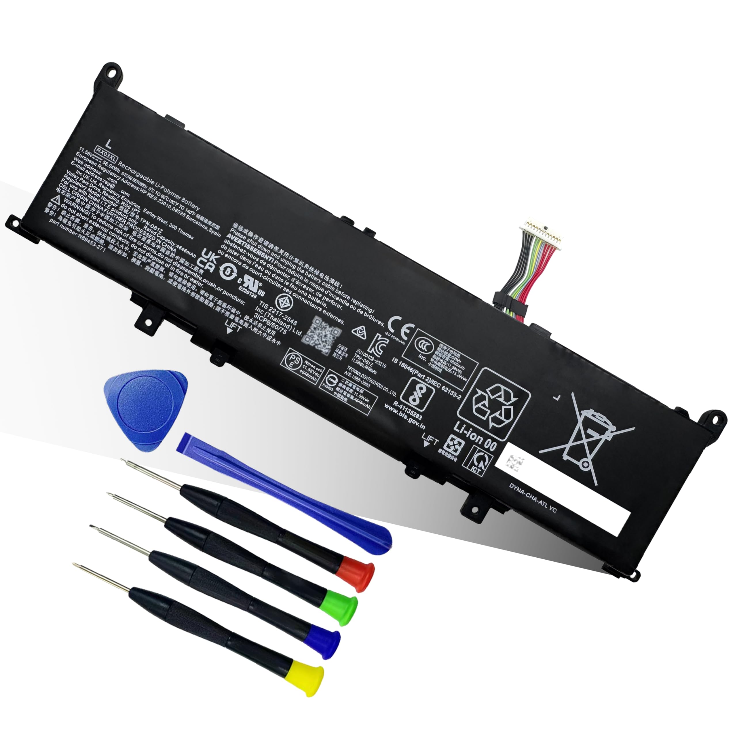 - 56.04Wh RX03XL N70706-005 Battery for HP EliteBook 640 645 630 660 G11 & ProBook 440 445 460 465 G11 Series Notebook–Compatible with N78704-005 HSTNN-WB0H TPN-DB1Z - 11.58V 4646mAh Replacement