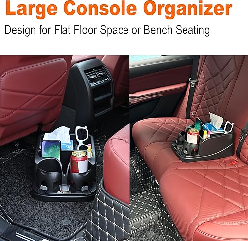 Miniatura 2 de Organizador de Consola de Coche Keyiduid, Organizador de Asiento de Coche con 2 Portavasos Ajustables, Consola Central para Coches, Camiones,
