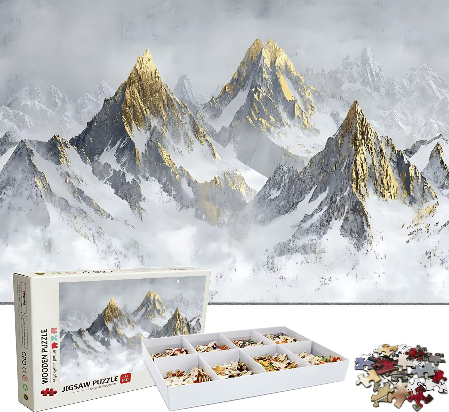 Puzzle 5000 elementów dla dorosłych, śnieżna góra trudne i kolorowe drewniane puzzle, duża łamigłówka 156,5 x 105,5 cm, antystresowa gra z plakatem, dekoracja ścienna do domu, prezent dla kobiet w0