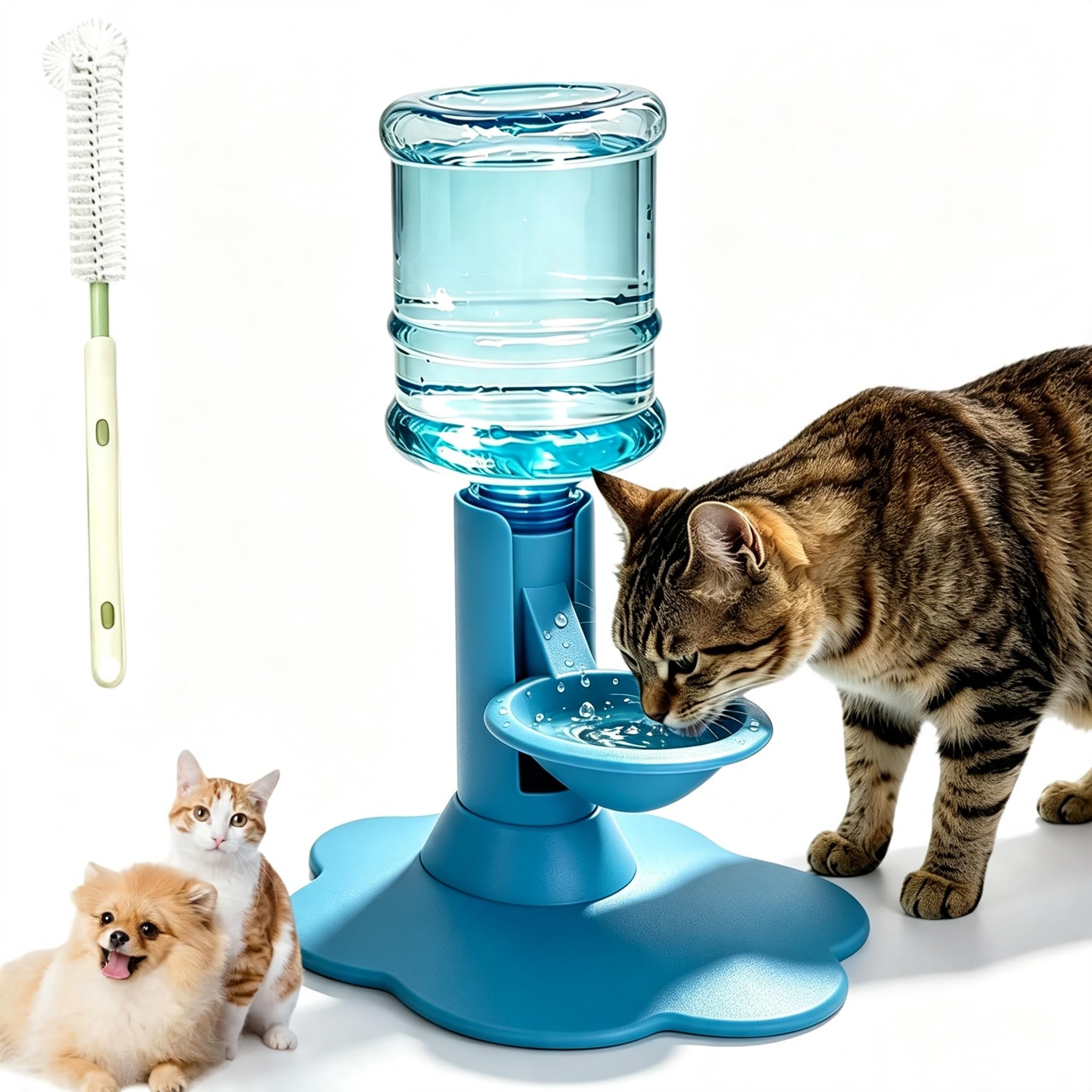 Gravity Pet Water Dispenser, 850ml Automatic Self Refilling Cat Water Bowl, No Power No Noise Anti-Spill Wide Base Detachable Easy Clean Gravity Water Feeder for Indoor Cats Small Dogs Puppies (#1)
