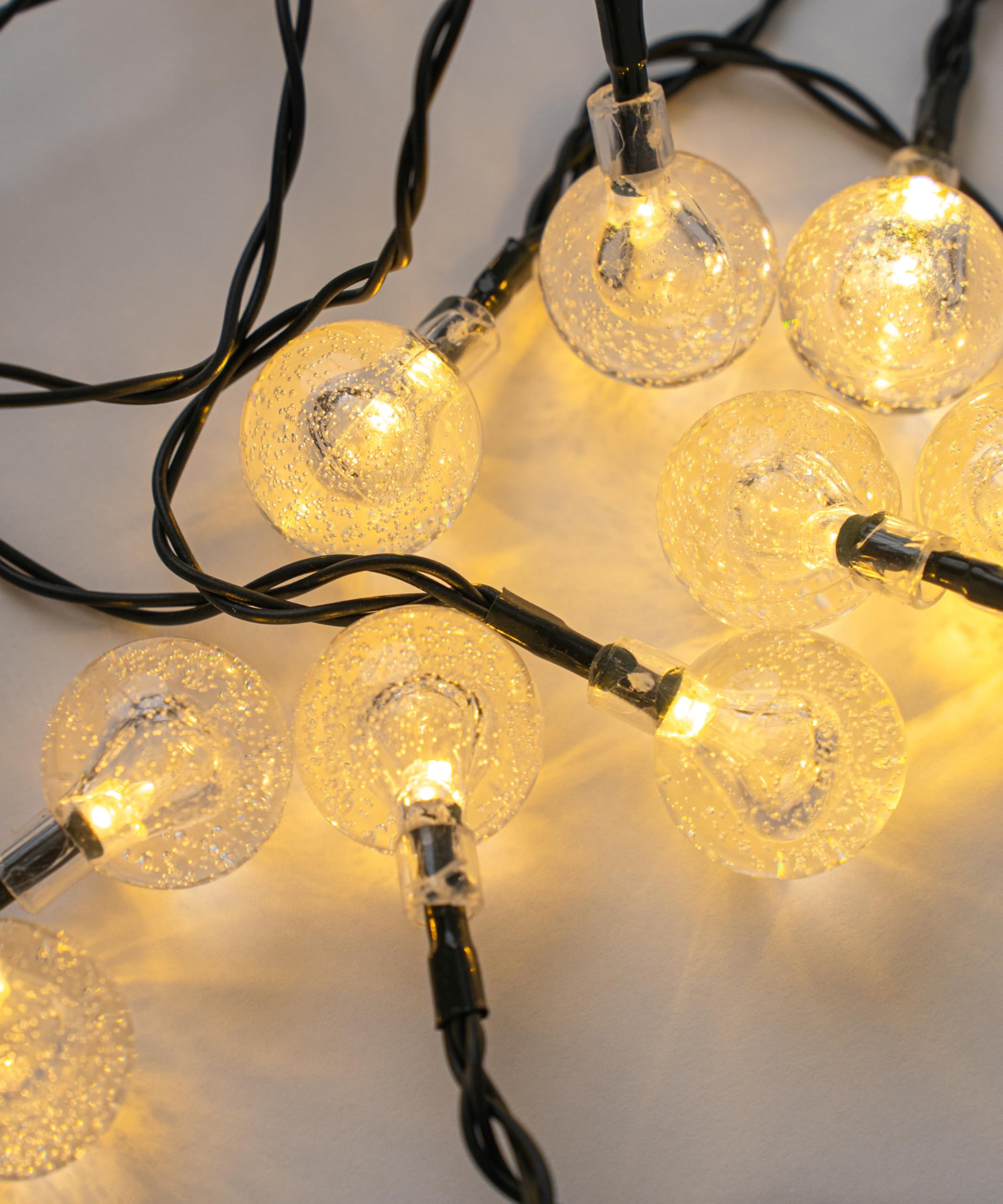 MELETĒ LED Bubble Ball String Lights – 6.1M (20ft), 40 Warm White LEDs, Battery Operated with Timer – Indoor Fairy Lights for Christmas, Bedroom, Parties & Home Décor