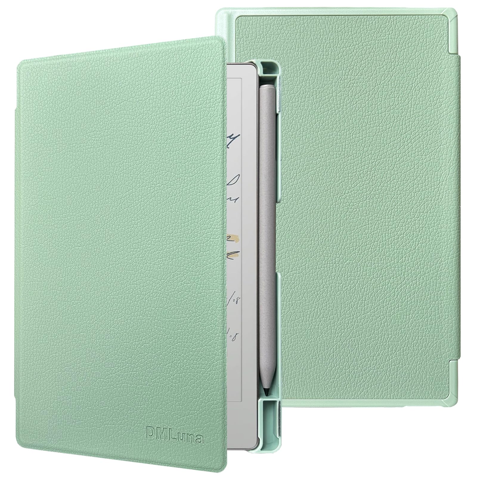 DMLuna Case for 7.3" Remarkable Paper Pro Move 2025, Slim Hardshell PU Leather Protective Cover Case, Built-in Pen Holder, Auto Sleep Wake,Agave Green
