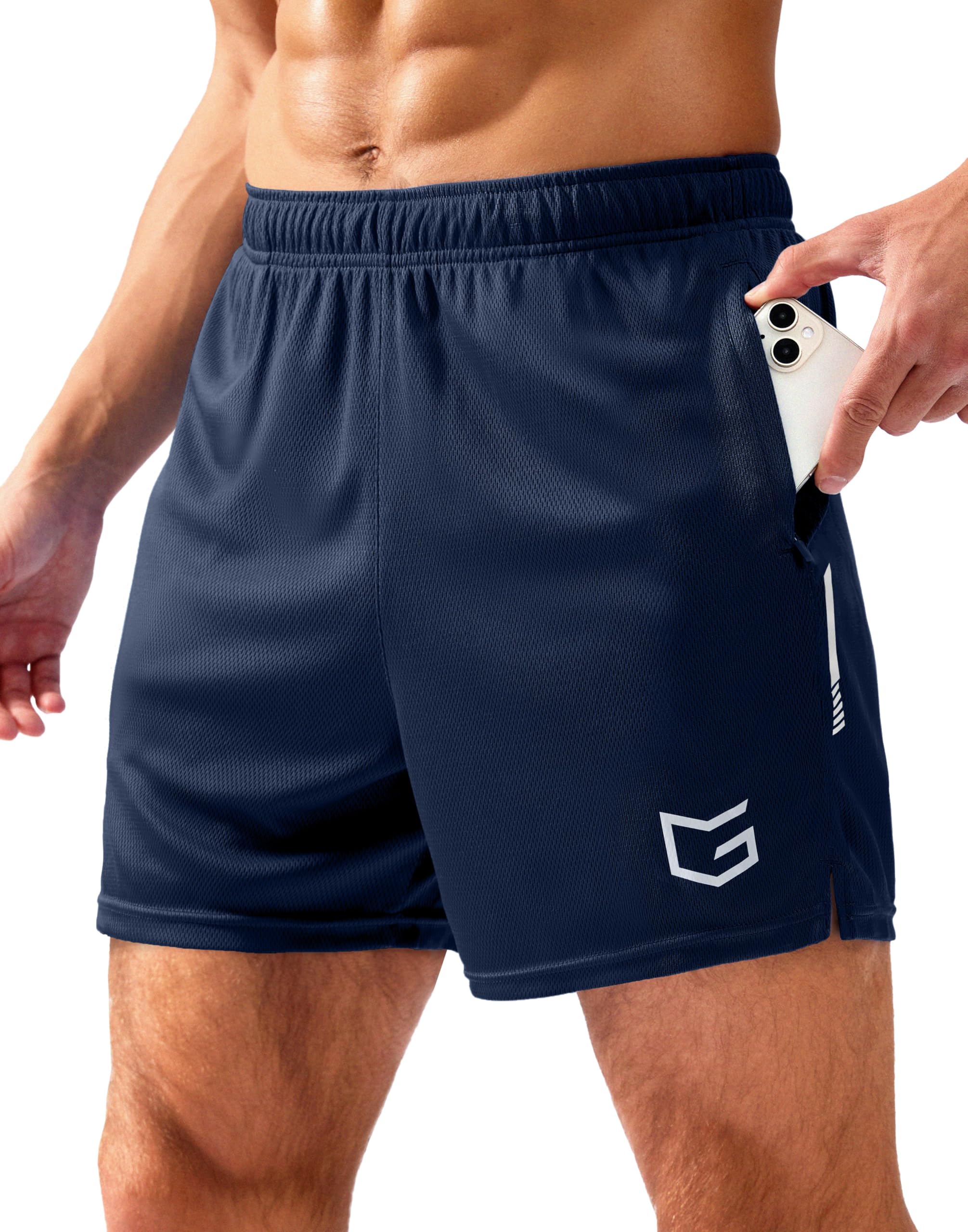 G Gradual Mens Gym Shorts 5 7 10 with Zipper Pockets Basketball Athletic Mesh Quick Dry Shorts for