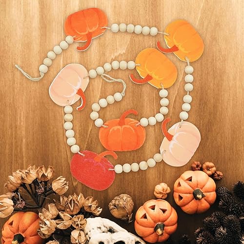 Miniatura 31 de Gistome Halloween Hanging Decorations Indoor - Felt Bat Wooden Beads Garland