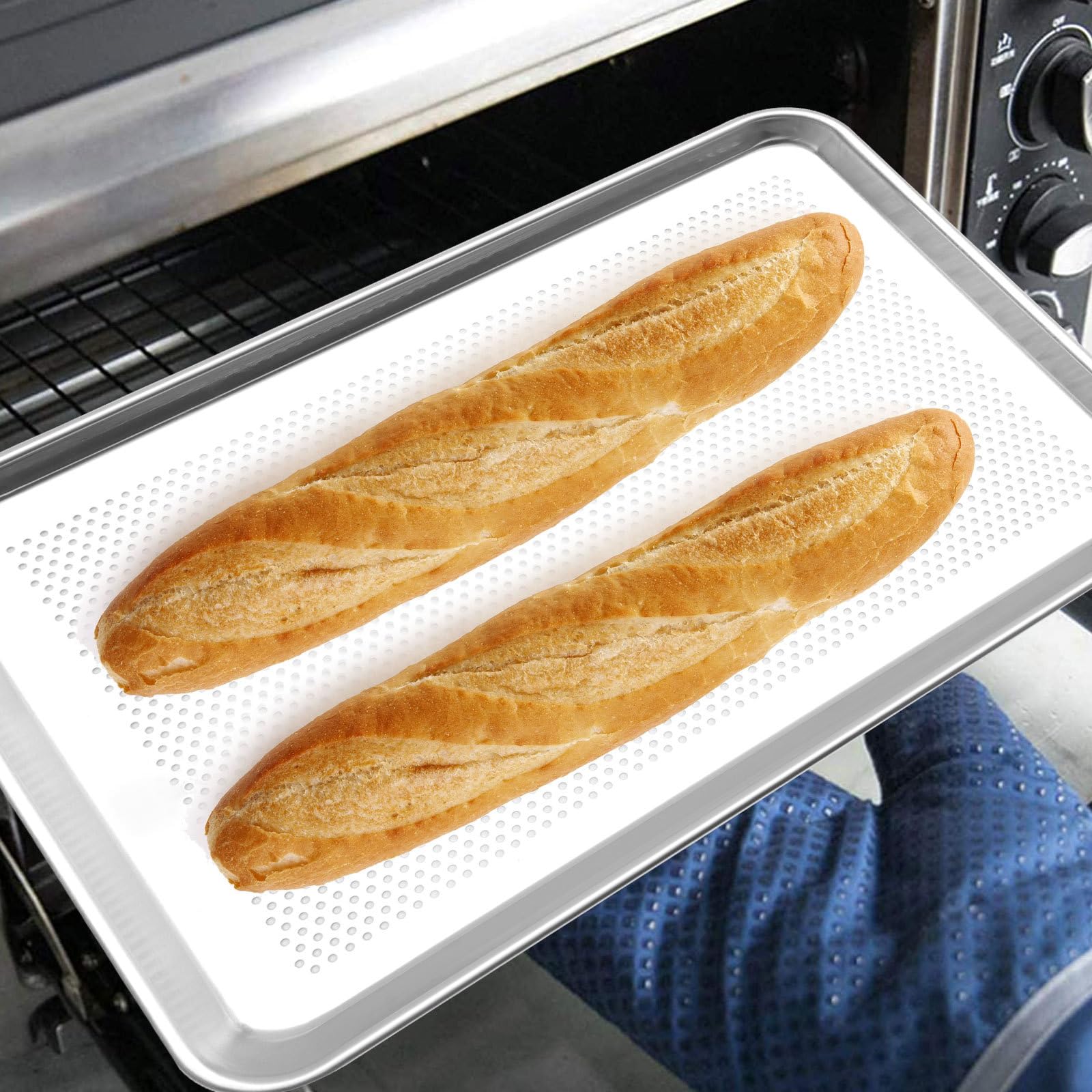 FRCOLOR 1pièce Plaque Pâtisserie Perforée Alliage Aluminium Plaque de Cuisson Rectangulaire Pratique Surface Lisse Facile à Nettoyer Ustensile de Cuisine Polyvalent pour Four et Barbecue