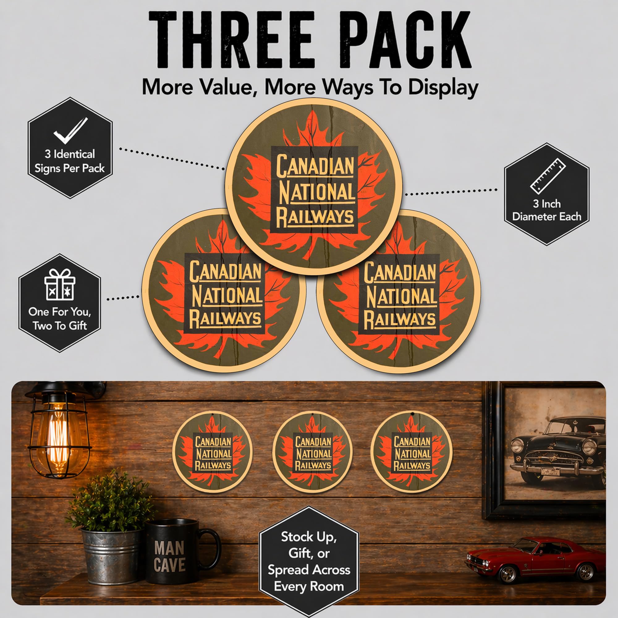 Brotherhood Targa in metallo vintage con riproduzione di cartelli in metallo vintage per garage e casa 20 pollici di diametro – Canadian National Railways