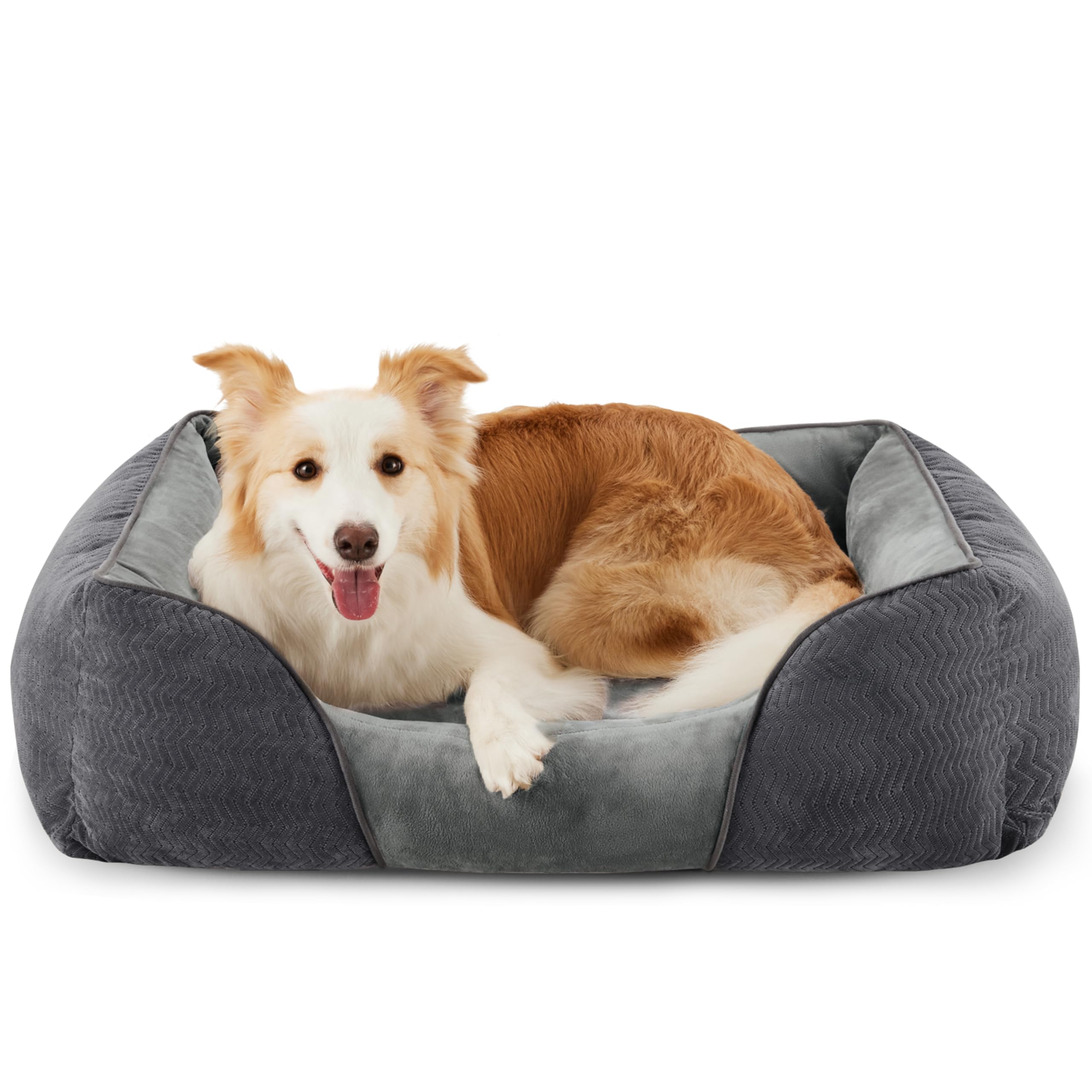Heymamba Dogs Bed Medium Grey Mixed Filled with 1.3Kg Particle Memory Sponge and High Density Cotton