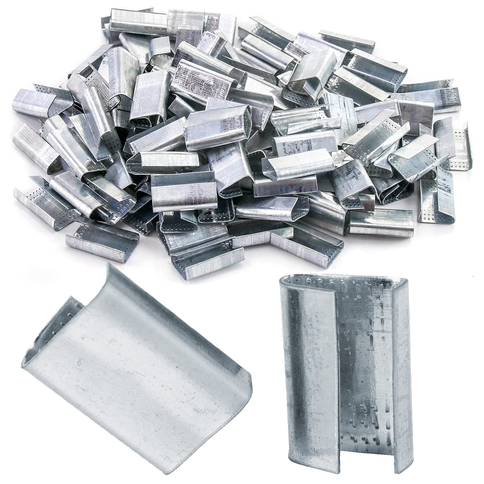 Open Strapping Seals 100pcs, Heavy Duty Open Metal Seals For 12mm/16mm/19mm Polyester(PET) Polypropylene(PP) Strapping