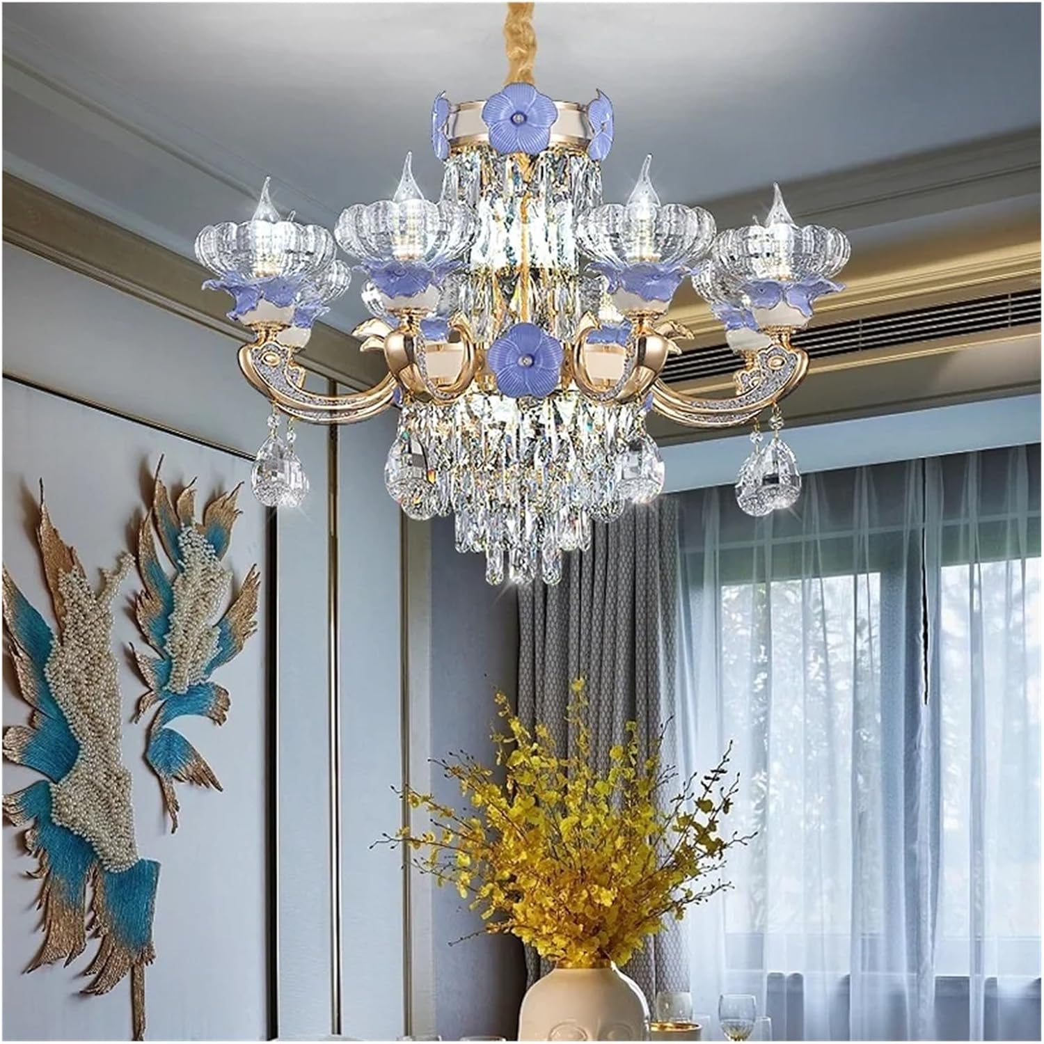 European Living Room Chandelier Atmospheric Crystal Living Room Lights Modern Simple Bedroom Dining Room Candle Crystal