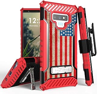 Beyond Cell Trishield Series Compatible with Note9 Case/Military Grade Rugged Cover + [Metal Kickstand]+[Belt Clip Holster] Compatible with Samsung Galaxy Note 9 (2018) - American Flag