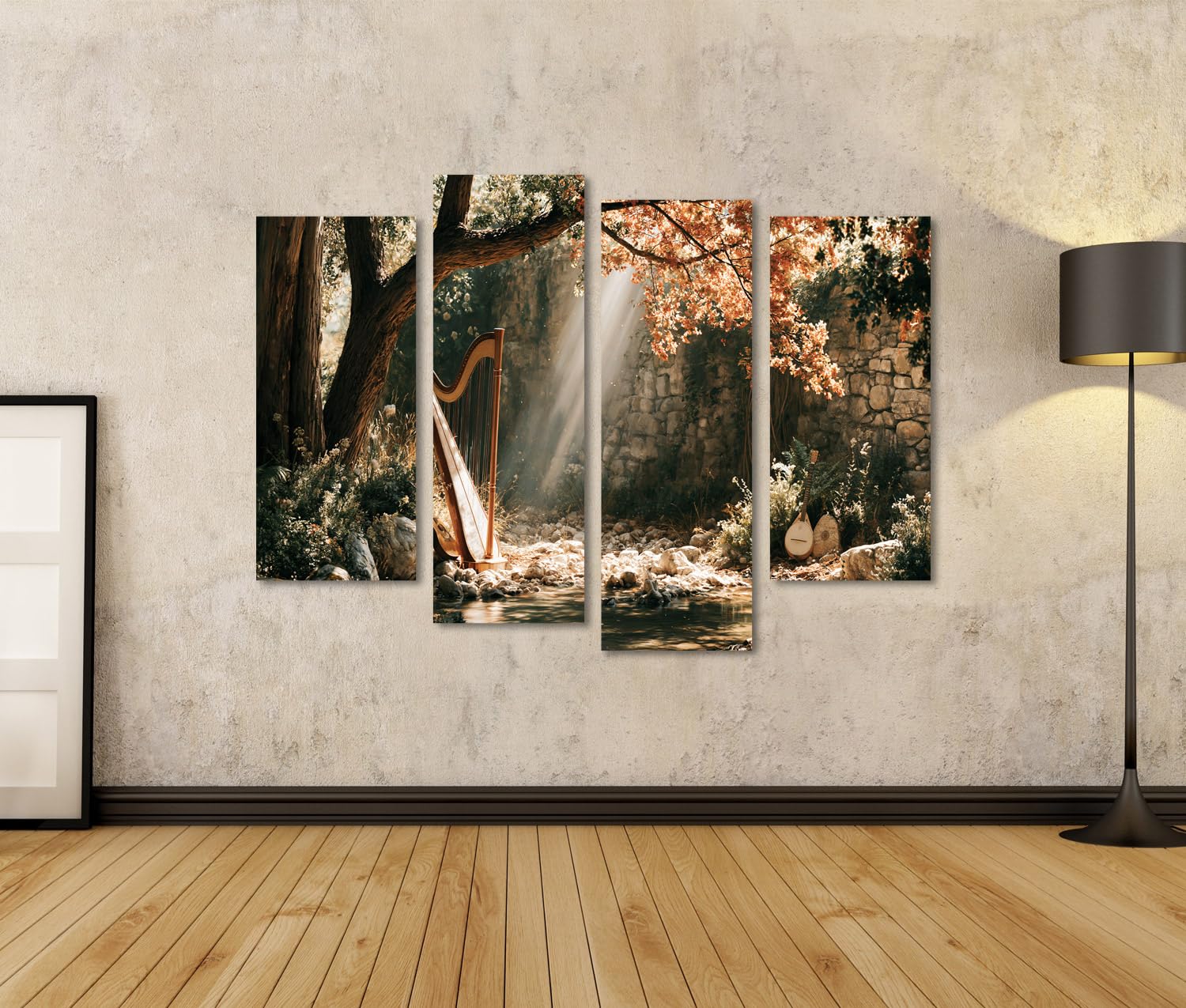 islandburner Quadro su tela da parete con arpa per gli amanti della musica, 4 pezzi