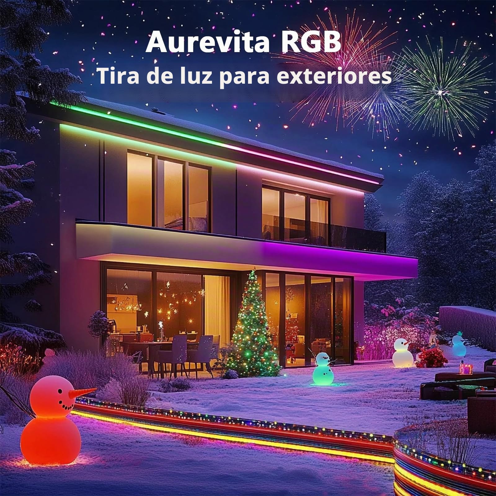 Cinta LED exterior impermeable, Smart IP67 tira LED, sincronización musical led de pared, control de aplicación, diadema LED, dormitorio, jardín, balcón, vacaciones, Navidad(No Remote Control) (30m)