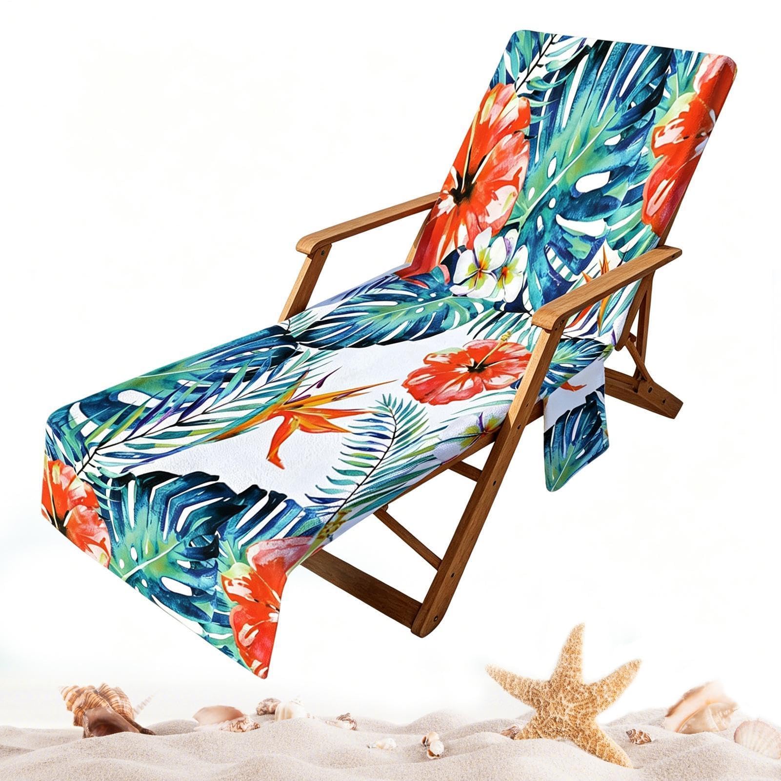 Housse pour chaise de plage absorbante 211x74 cm en tissu éponge pour le bronzage au jardin