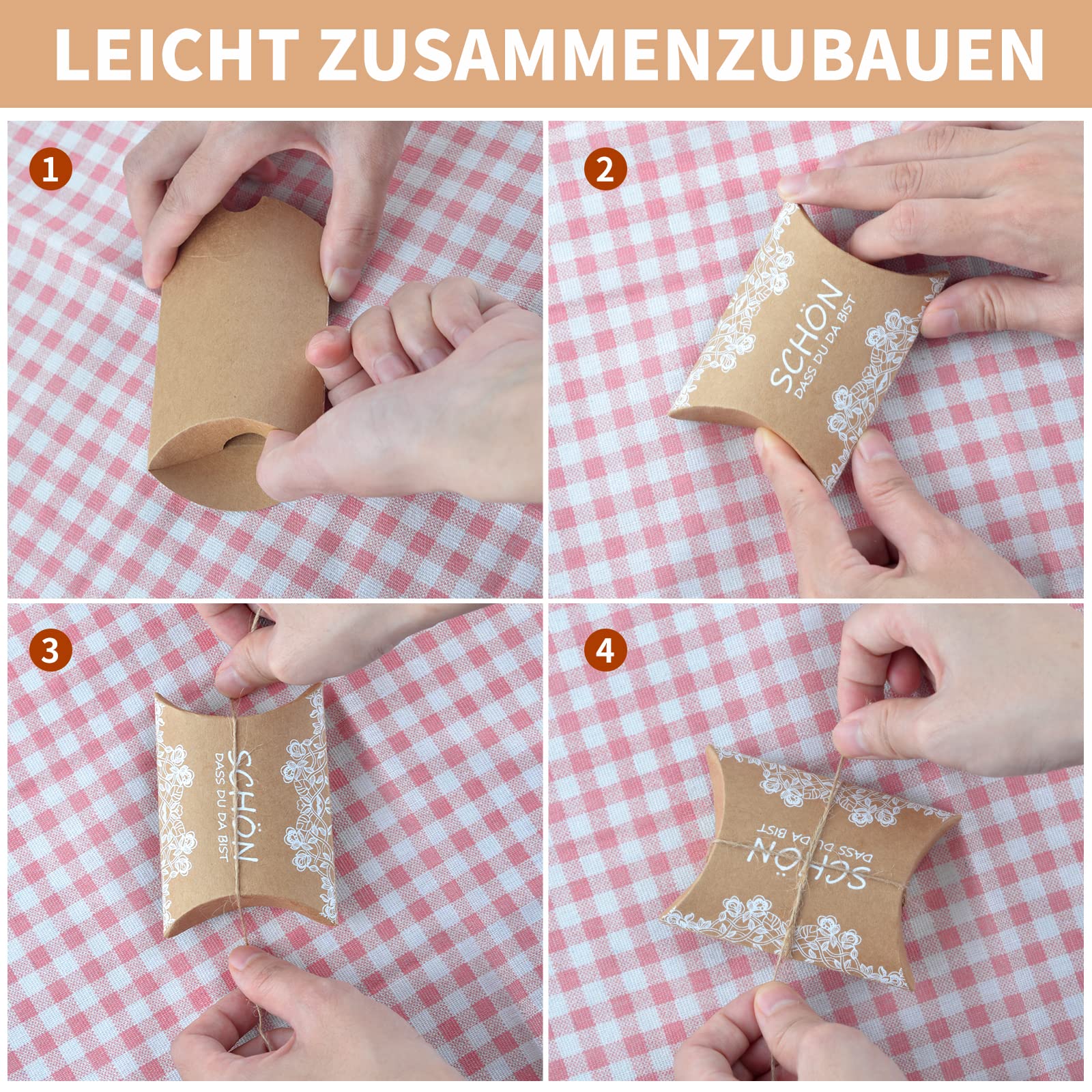 30 Stuks Kussendozen van Kraftpapier, Kleine Geschenkdozen met Ramen