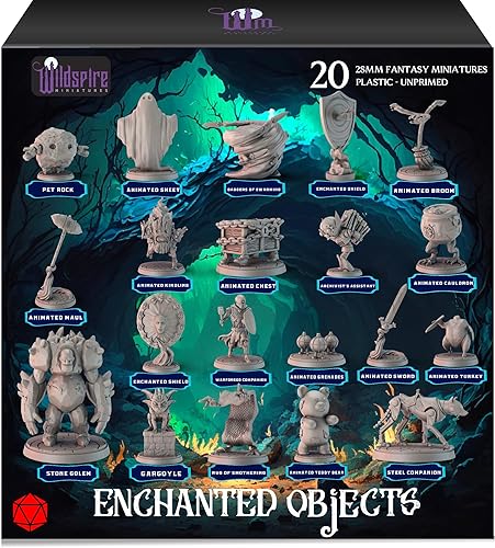 Wildspire 20 Enchanted Objects - Animated Objects for DND Miniatures 28-32mm Dungeons & Dragons Minis Bulk D&D Figures DND Minis Bulk Fantasy Spell Effects Tabletop Fantasy Game Miniature Accessories