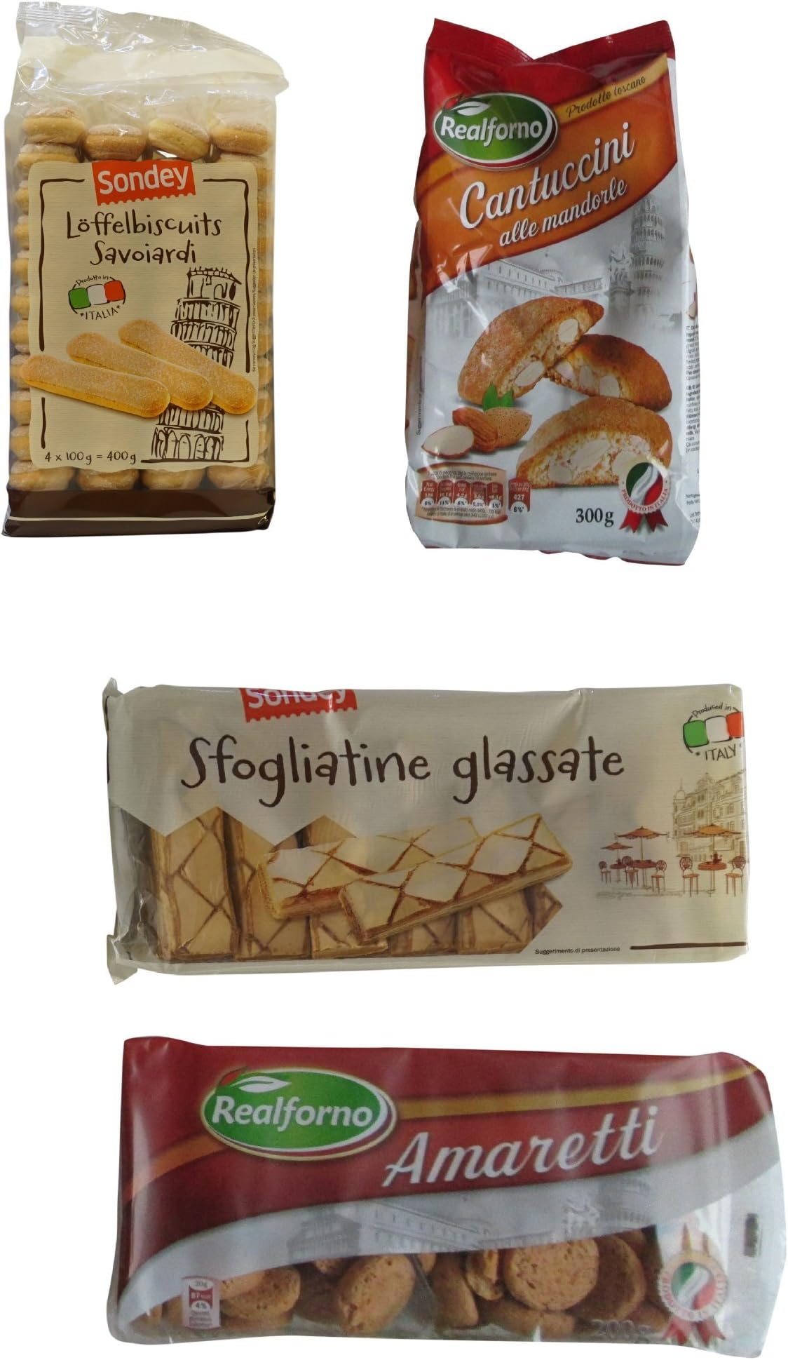 Realforno: Cookie Set of Italian Specialties! (Amaretti, Cantuccini, Savoiardi, Sfogliatine Glassate) [ Italian Import ]