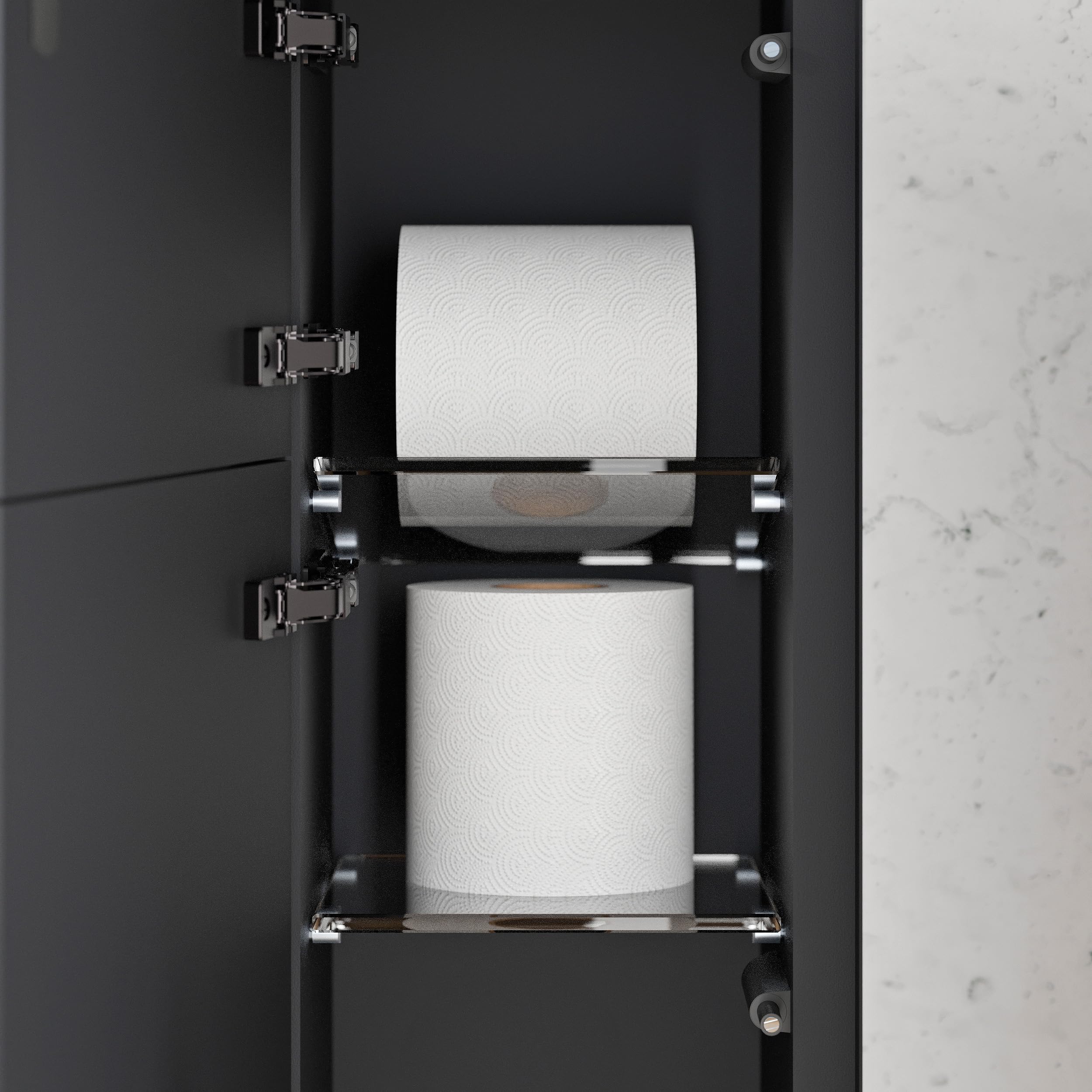 Bernstein Unterputz WC-Modul RIA 78 cm Edelstahl Anthrazit befliesbar mit integriertem Toilettenpapierspender und Bürstenhalter, Push-to-Open, Stauraum unsichtbar, Türanschlag links