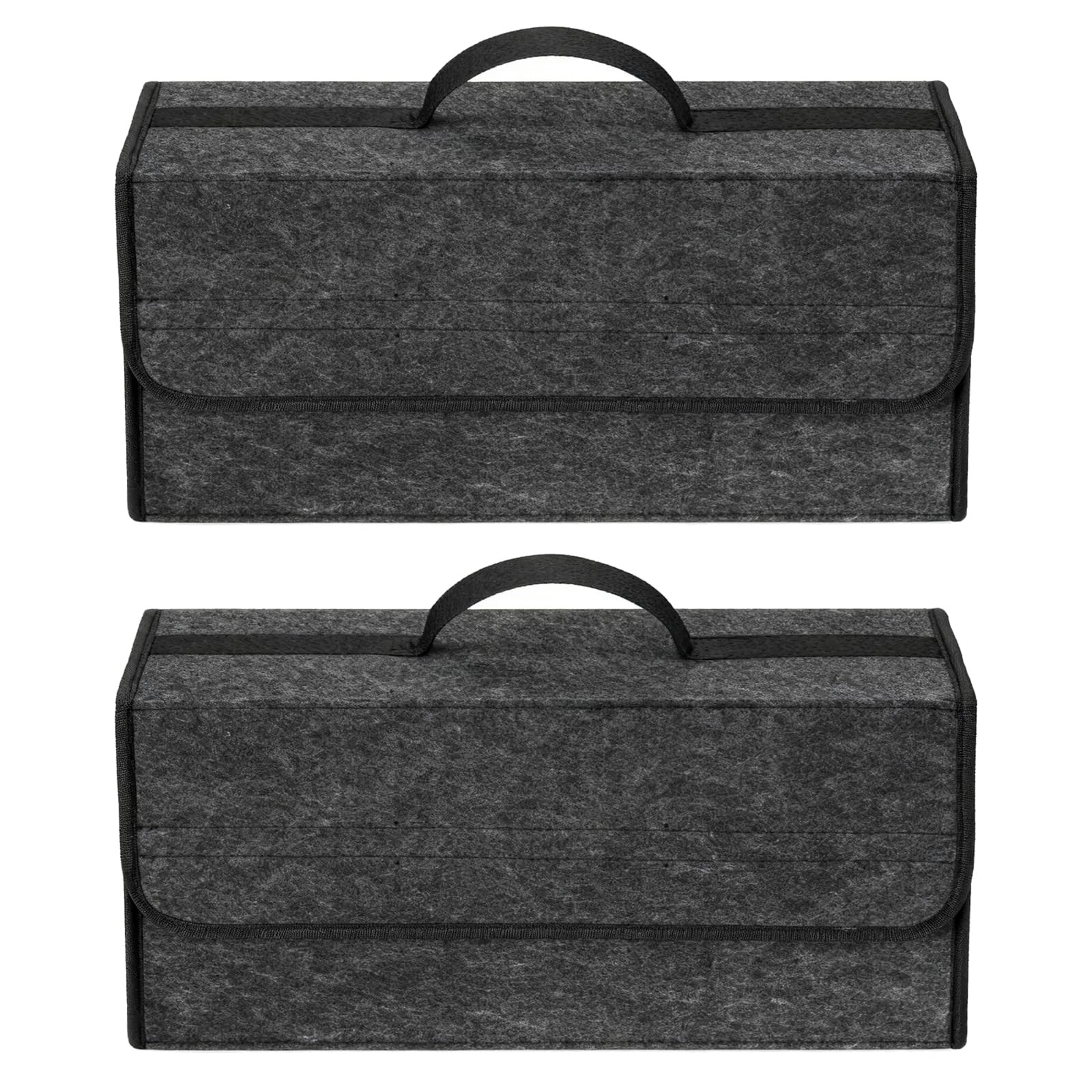 Vbgurr Dark Grey Car Boot Organiser Storage Bag,50X17x23cm Boot Tidy For Car,Anti Slip Foldable Car Boot Tidy Organiser With Carry Handle,Boot Organiser With Lid, Felt Storage Box For All Vehicles (2Pcs)