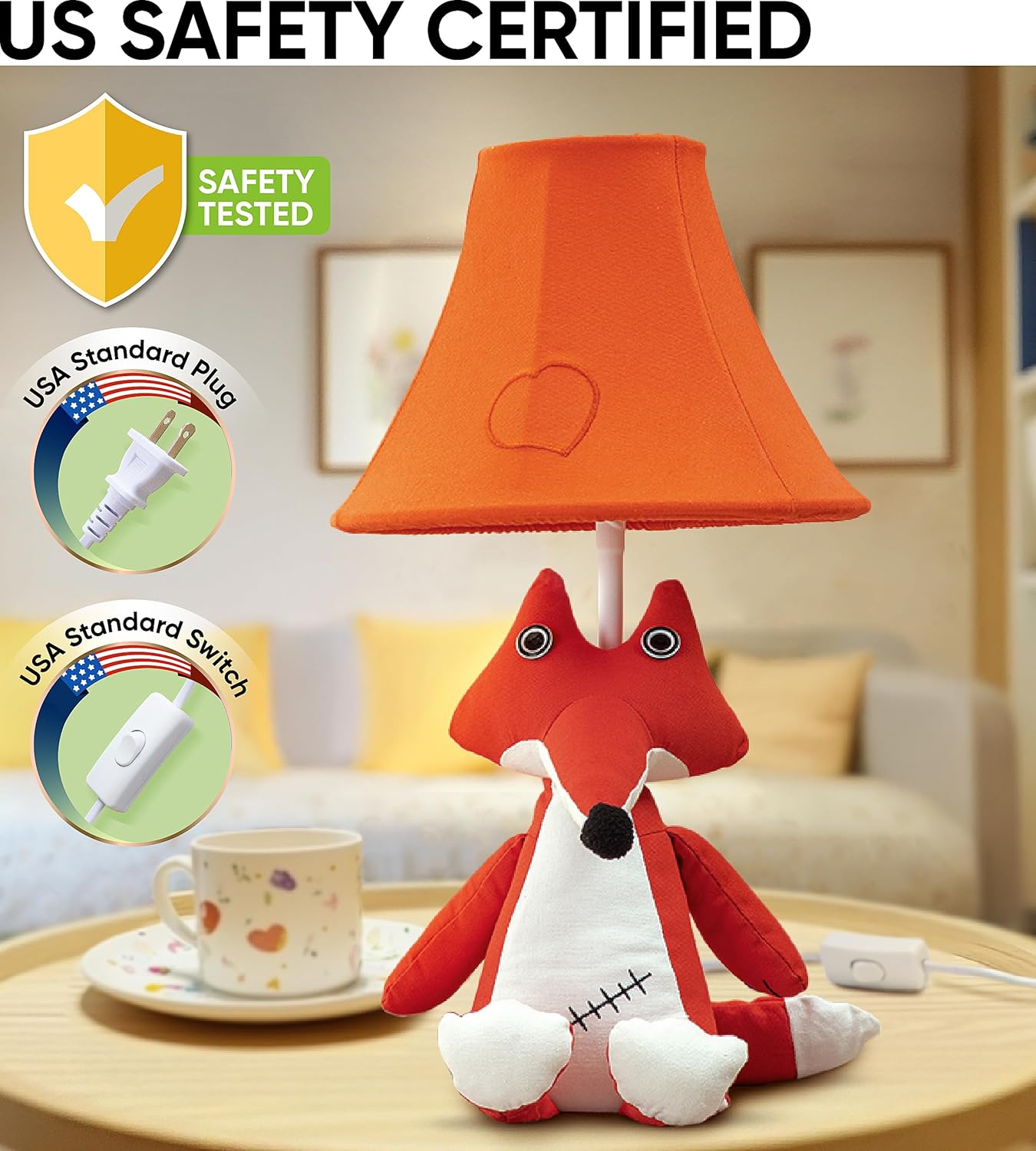 Fox Table Lamp for Kids Bedroom - Gift for All Ages, Cute Animal Lamp Toddler Girls Boys, Fox Room Decor Girls, Birthday Gifts Kids, Sister, Daughter, Niece, Sibling (w Bulb)