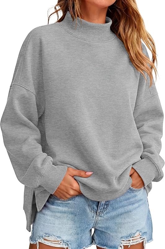 ANRABESS Women’s Mock Neck Oversized Sweatshirts Pullover Fall Outfits
