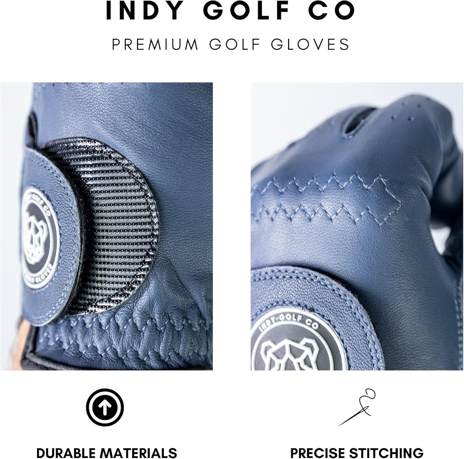 INDY Premium Golf Glove | Men's Blue Cabretta Leather | Comfortable | Golf Accessories | Colored | Breathable
