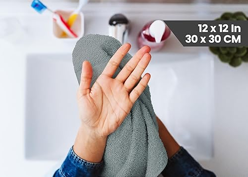 Miniatura 6 de Utopia Towels Juego de 12 toallas pequeñas (12 x 12pulgadas), 100% algodón hilado en anillo, altamente absorbentes y suaves al tacto, esenciales