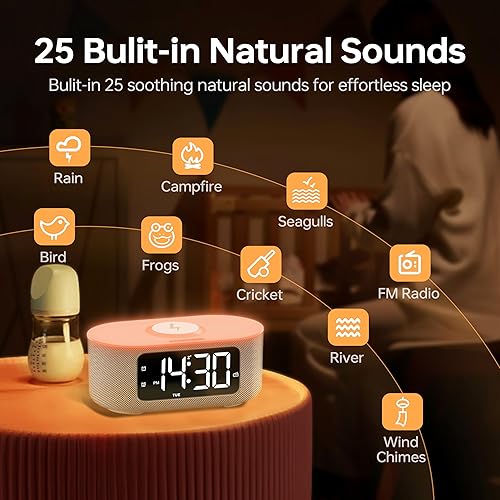 Miniatura 5 de JALL Reloj despertador de tela para dormitorio, con pantalla LED grande, altavoz de sonido estéreo Bluetooth, radio FM, carga inalámbrica rápida,