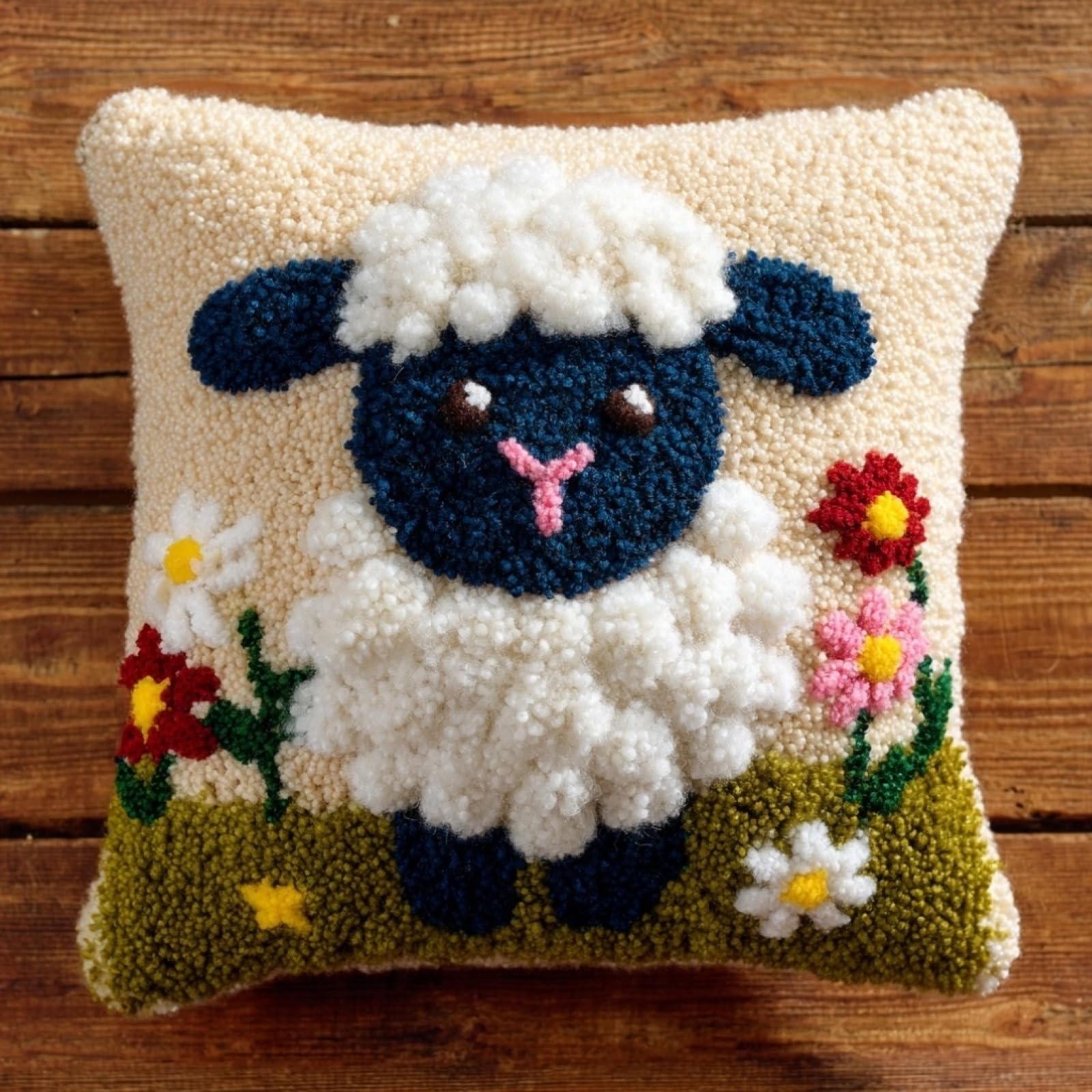 AxiangziK Latch Hook Kits 17x17in,Flowers and Sheep