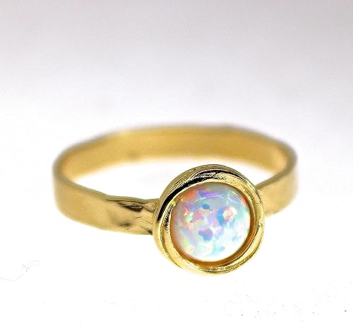 Miniatura 2 de Anillo de oro de piedras preciosas, anillo de piedra chapada en oro de 14 quilates, anillo de piedra apilable, anillo de oro de piedra pequeña